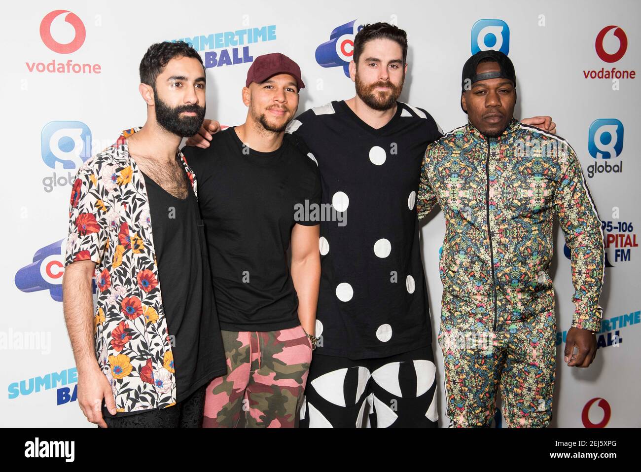 Rudimental auf dem roten Teppich des Medienlaufs beim Capital's Summertime Ball mit Vodafone im Wembley Stadium, London. Die heißesten Künstler des Sommers traten live für 80.000 Capital-Hörer im Wembley Stadium auf der größten Sommerparty Großbritanniens auf. Darsteller waren Camila Cabello, Shawn Mendes, Rita Ora, Charlie Puth, Jess Glyne, Craig David, Anne-Marie, Rudimental, Sean Paul, Clean Bandit, James Arthur, Sigala, Years & Years, Jax Jones, Raye, Jonas Blue, Mabel, Stefflon Don, Yungen und G-Eazy Stockfoto