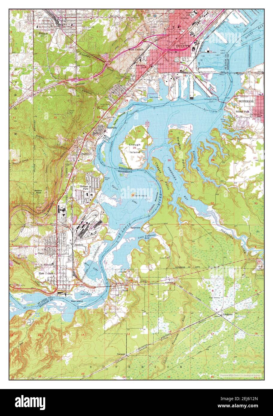 West Duluth, Wisconsin, Karte 1954, 1:24000, Vereinigte Staaten von Amerika von Timeless Maps, Daten U.S. Geological Survey Stockfoto