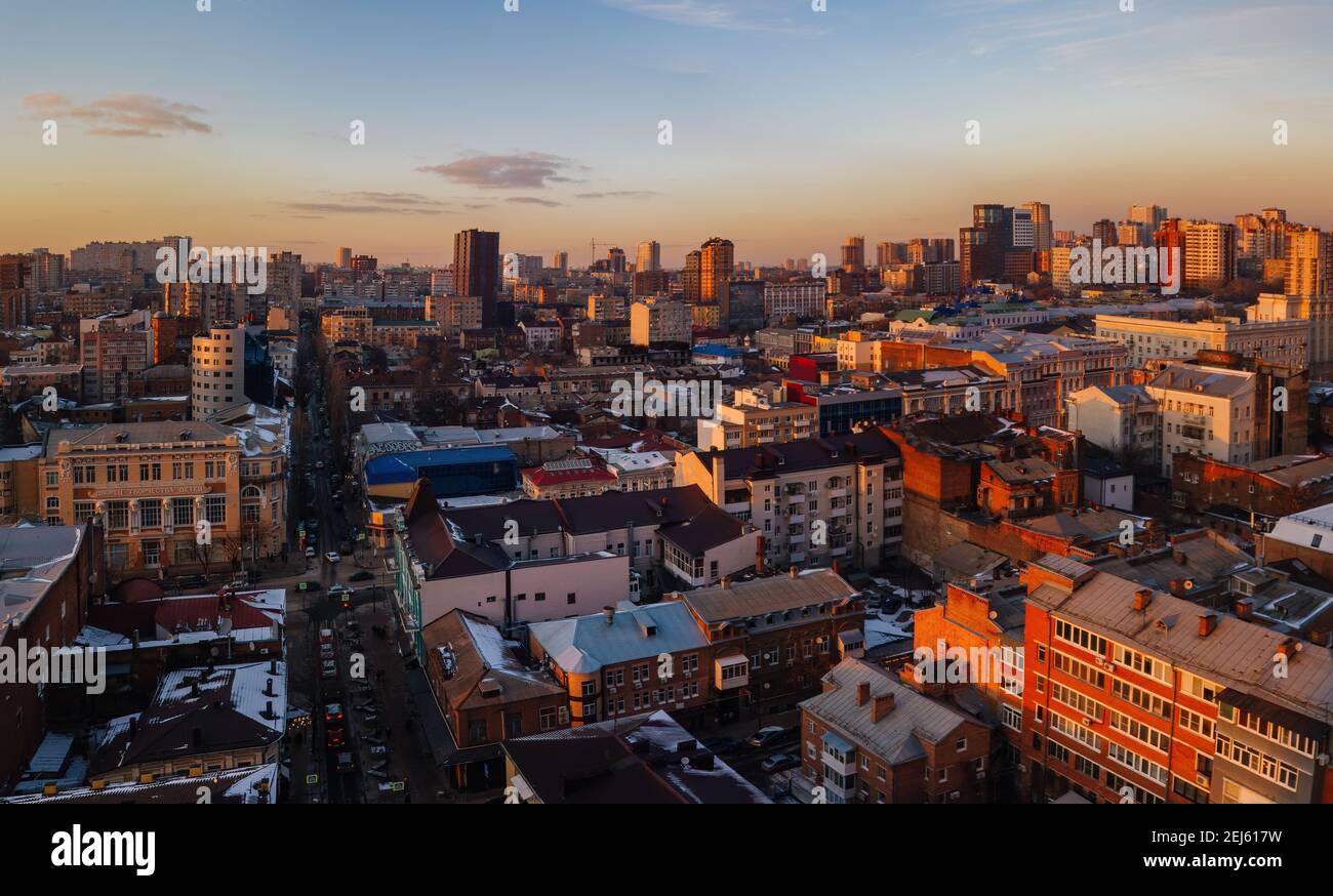 Luftaufnahme der historischen Innenstadt von Rostov-on-Don. Stockfoto