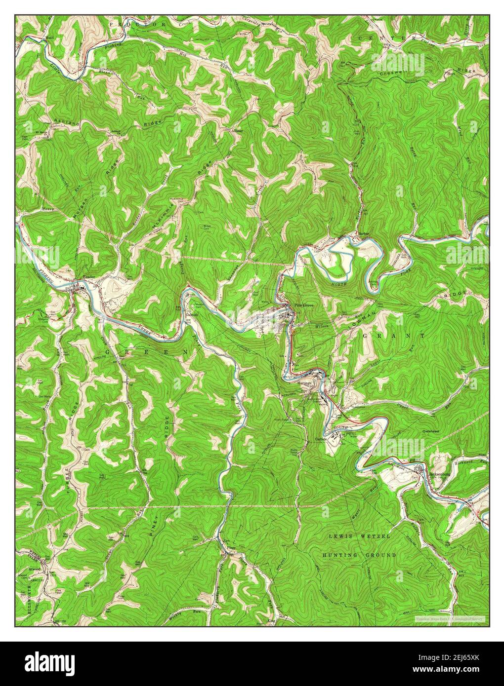 Pine Grove, West Virginia, Karte 1960, 1:24000, Vereinigte Staaten von Amerika von Timeless Maps, Daten U.S. Geological Survey Stockfoto