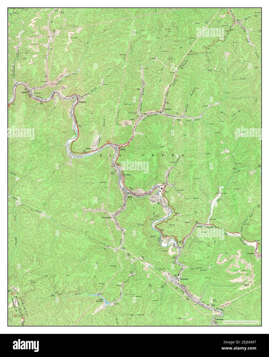 War, West Virginia, Karte 1967, 1:24000, Vereinigte Staaten von Amerika von Timeless Maps, Daten U.S. Geological Survey Stockfoto