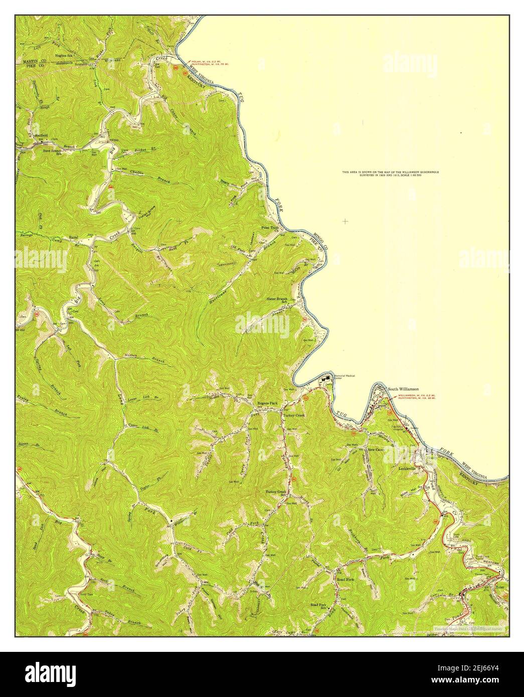 Williamson, West Virginia, Karte 1954, 1:24000, Vereinigte Staaten von Amerika von Timeless Maps, Daten U.S. Geological Survey Stockfoto
