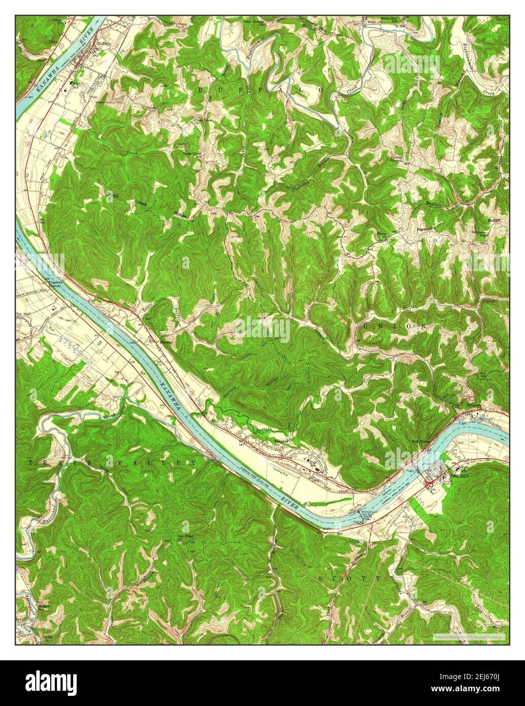 Winfield, West Virginia, Karte 1958, 1:24000, Vereinigte Staaten von Amerika von Timeless Maps, Daten U.S. Geological Survey Stockfoto