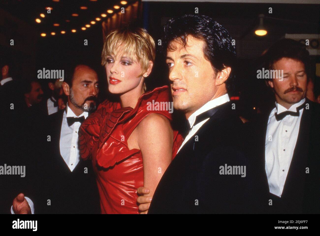 Sylvester Stallone und Brigitte Nielsen während 'Rocky IV' Los Angeles Premiere im Westwood Village Theater in Los Angeles, Kalifornien 21. November 1985 Credit: Ralph Dominguez/MediaPunch Stockfoto