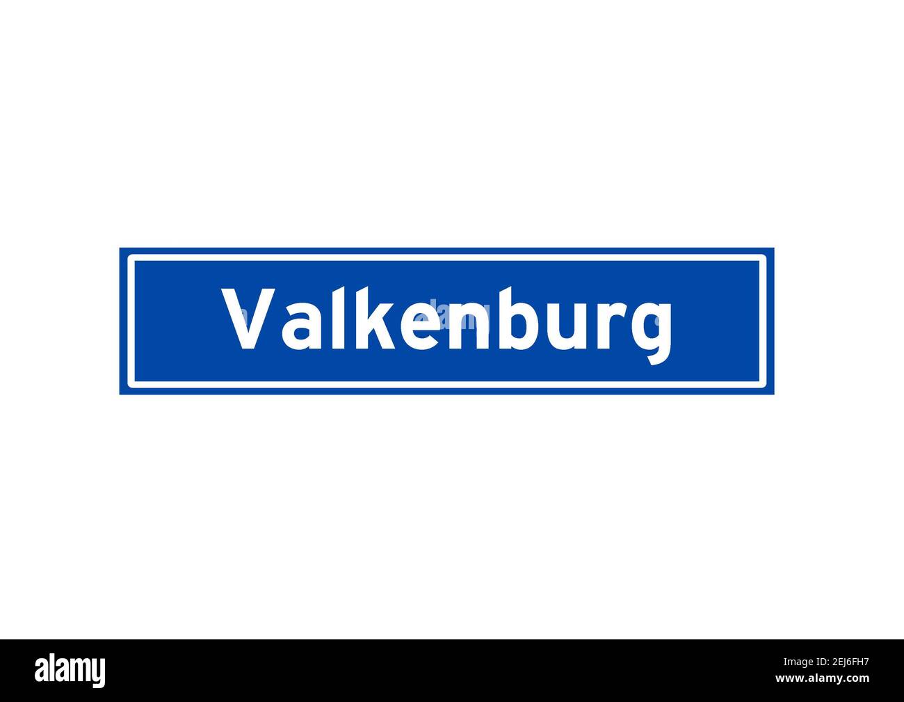 Valkenburg isoliert niederländischen Ort Namensschild. Stadtschild aus den Niederlanden. Stockfoto