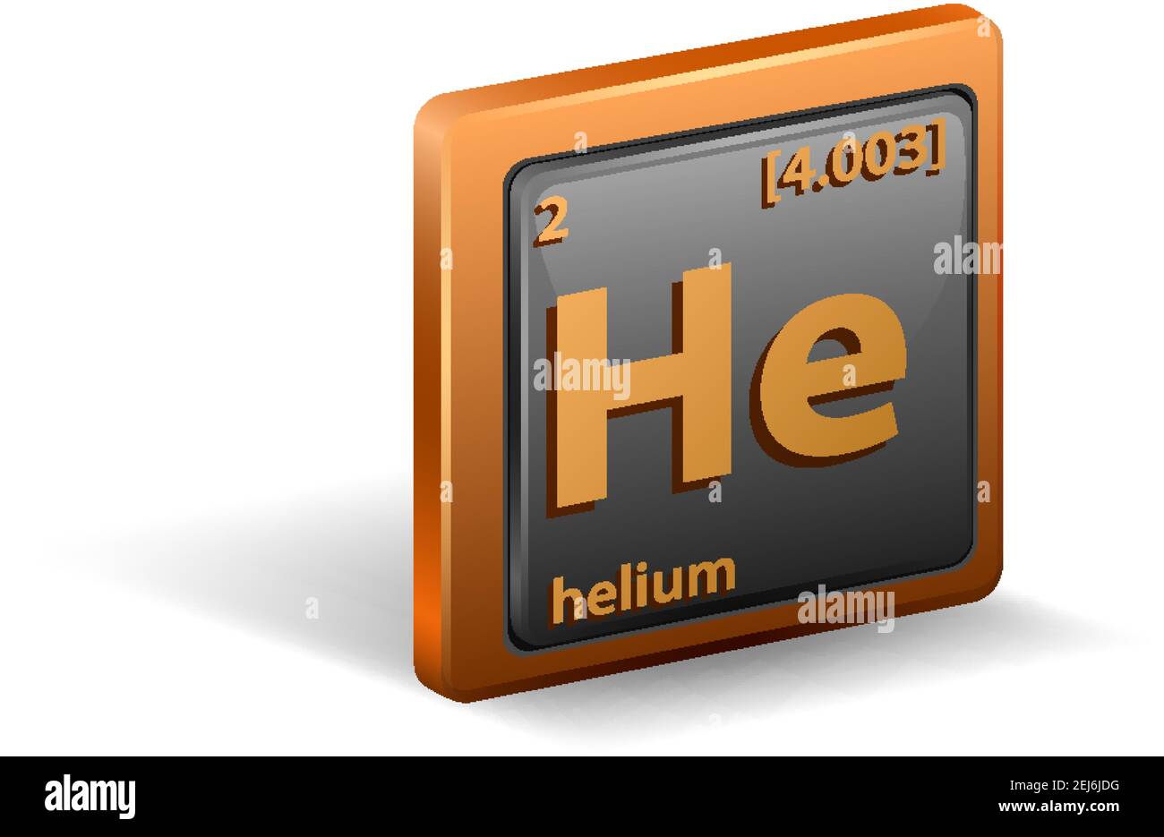 Chemisches Helium-Element. Chemisches Symbol mit Ordnungszahl und atomarer Masse. Abbildung Stock Vektor