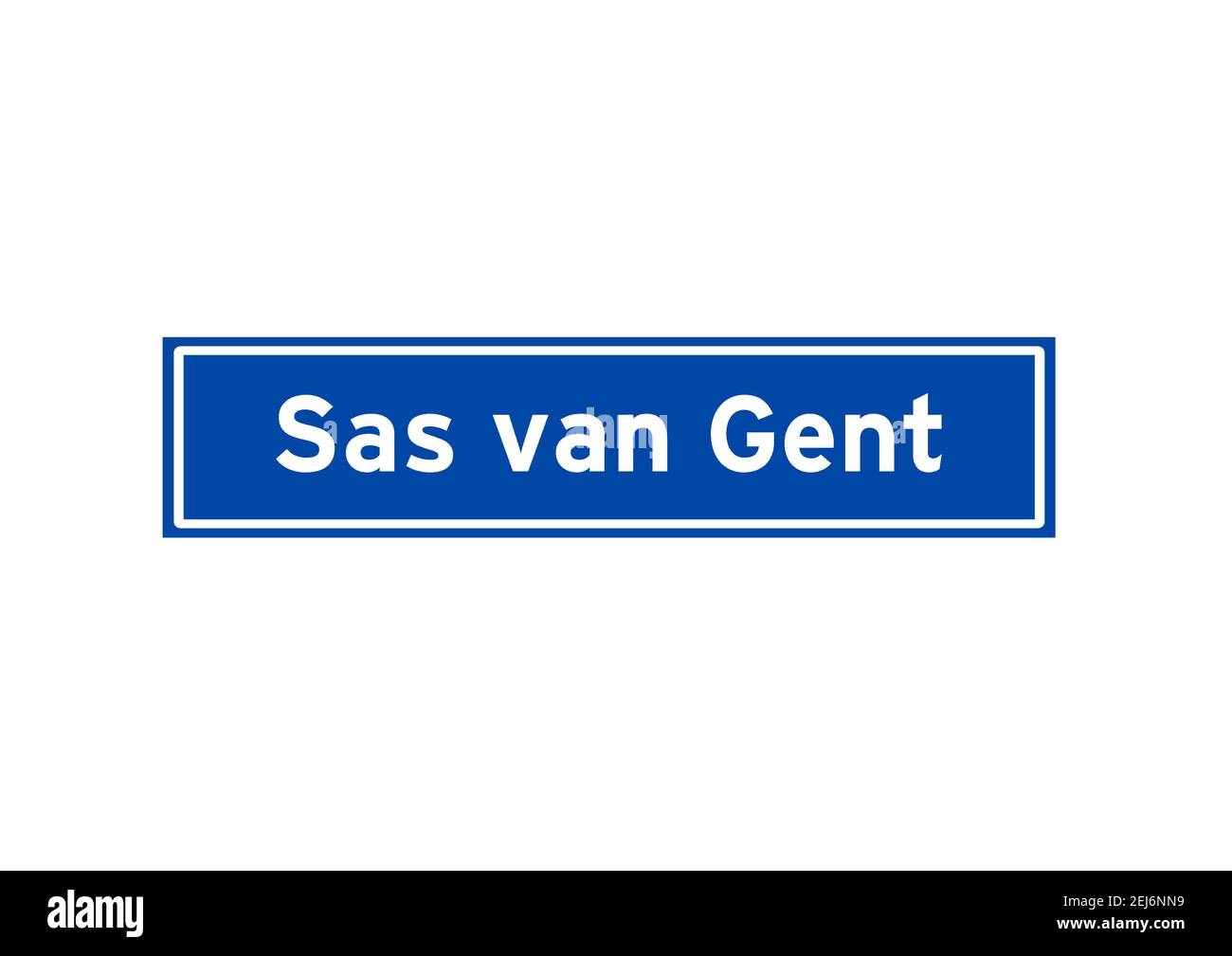 SAS van Gent isoliertes niederländisches Ortsschild. Stadtschild aus den Niederlanden. Stockfoto