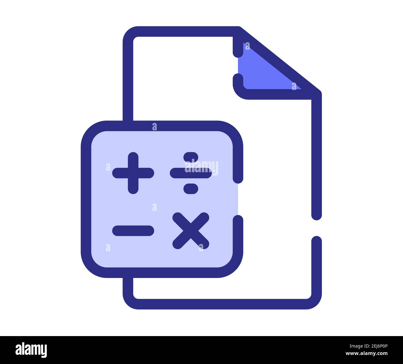 Papierbericht berechnen einzelnes isoliertes Symbol mit Bindestrich oder gestrichelt Linienstil Vektor Design Illustration Stockfoto