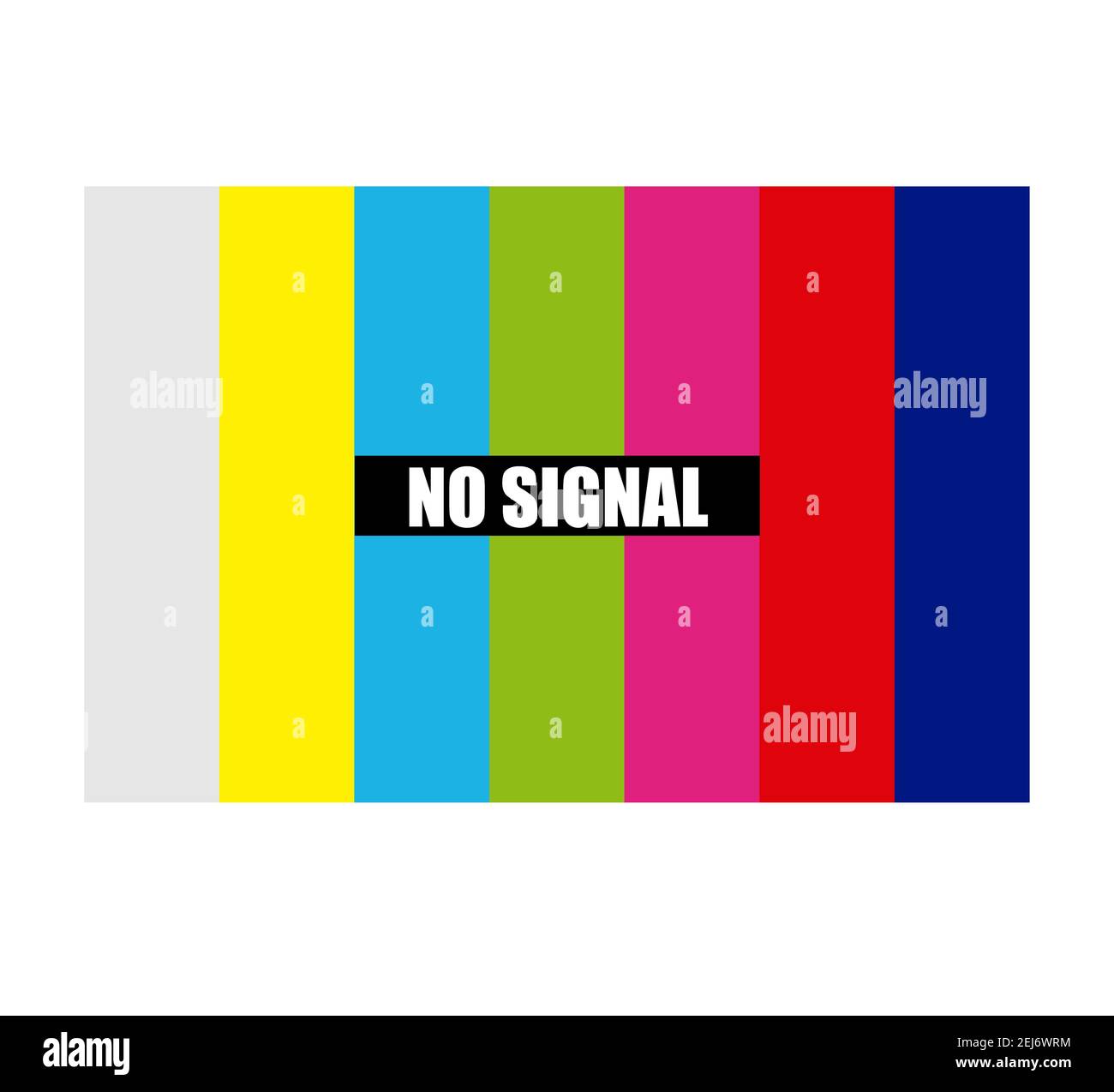 Kein Signal TV Testmuster Hintergrund. rgb statisches Bildschirmschild. Flacher Stil. Stockfoto