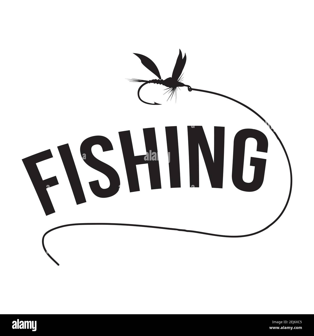 Neues Konzept der schwarzen Fliegenfischen locken Logo mit Brief Design Vektor Symbol Grafik Stock Vektor
