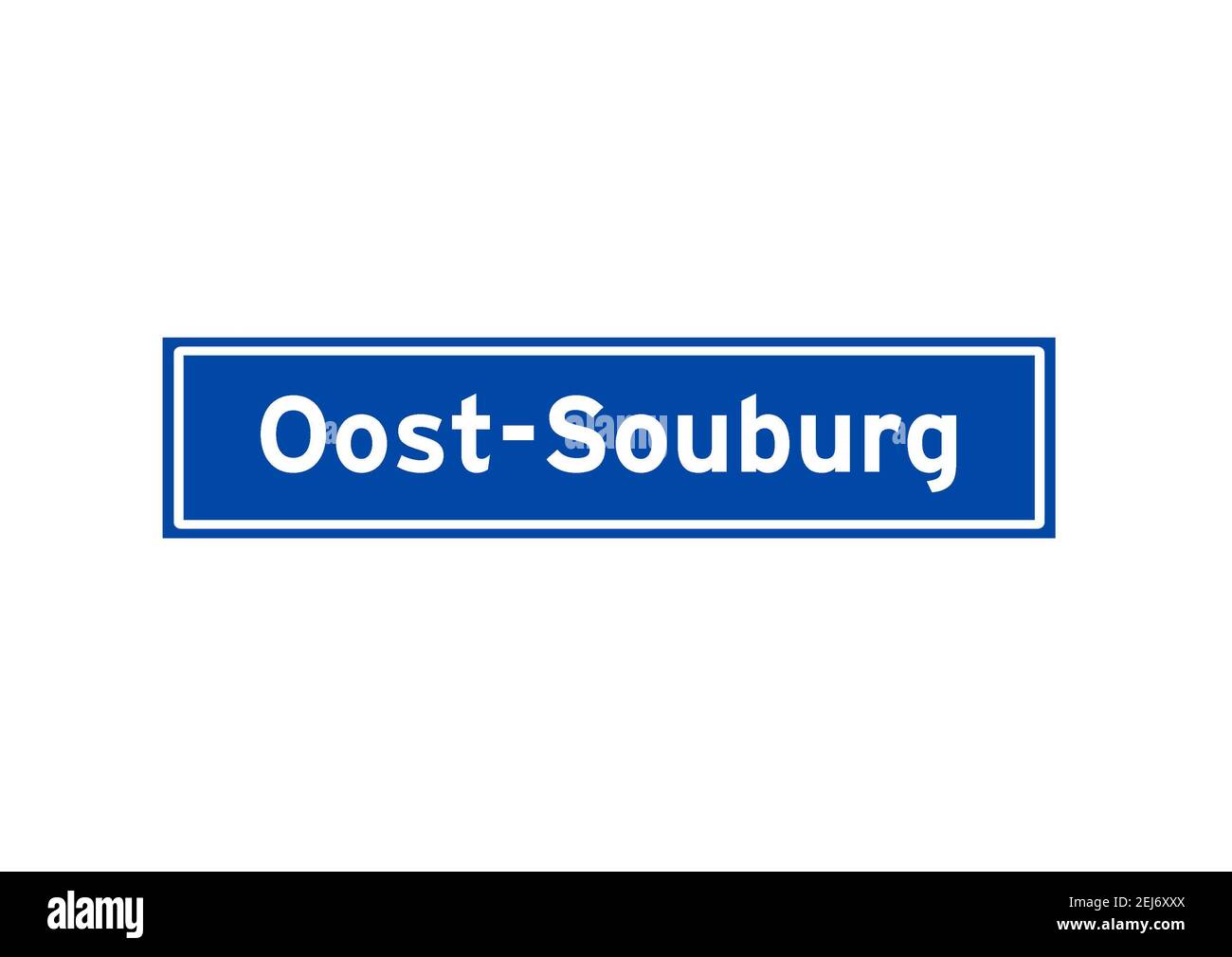 Oost-Souburg isoliertes niederländisches Ortsnamen-Schild. Stadtschild aus den Niederlanden. Stockfoto
