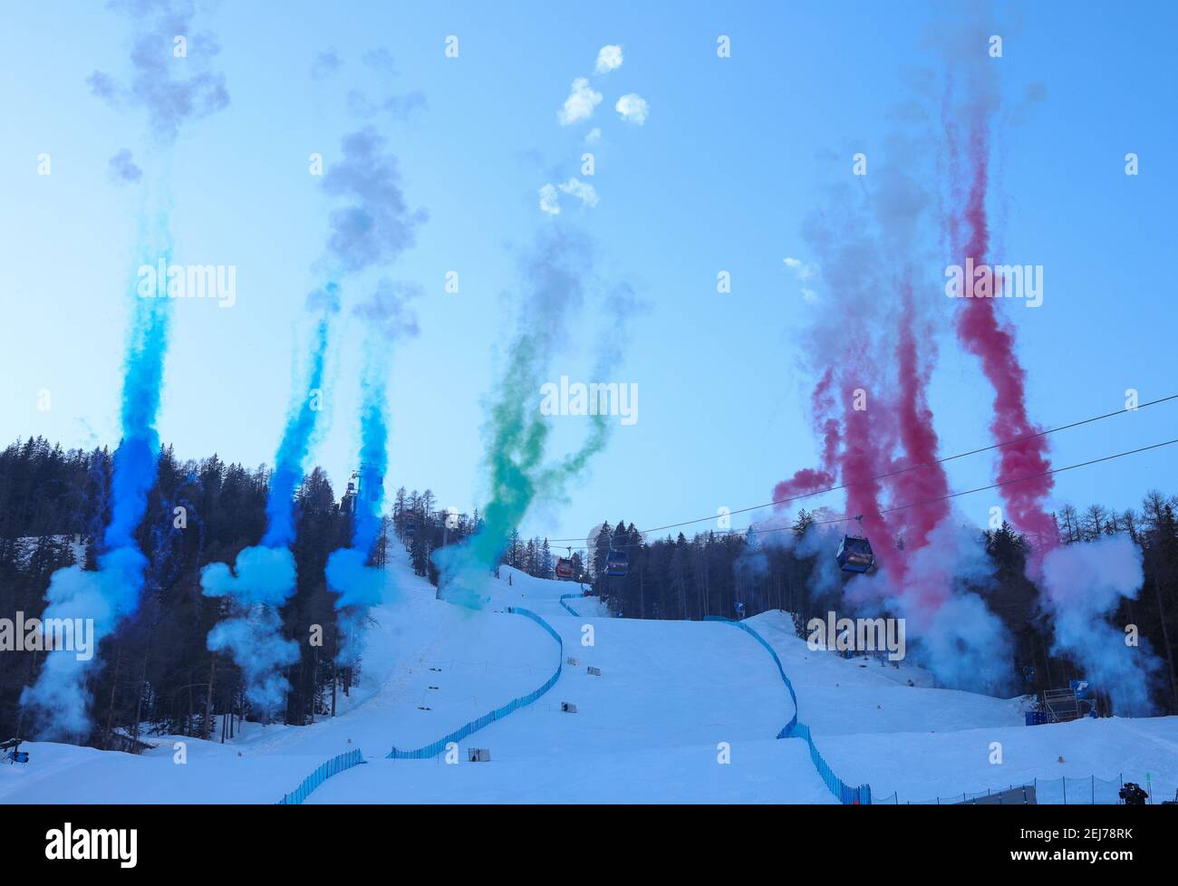 2021 FIS ALPINE SKIWELTMEISTERSCHAFTEN, SL MENCortina D'Ampezzo, Venetien, Italien 2021-02-21 - Sonntag Bild zeigt Abschluss CE - Foto .LM/Sergio Bisi Stockfoto