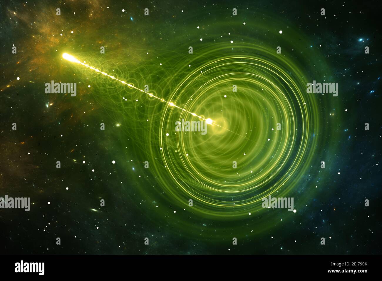 Wurmloch oder blackhole, trichterförmiger Tunnel, der ein Universum mit einem anderen verbinden kann. Space Time Warp, 3D Abbildung Stockfoto