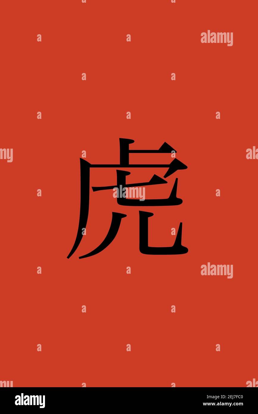 Festliches Banner des Frohen Mondjahres des Tigers mit Chinesischer Text Stockfoto