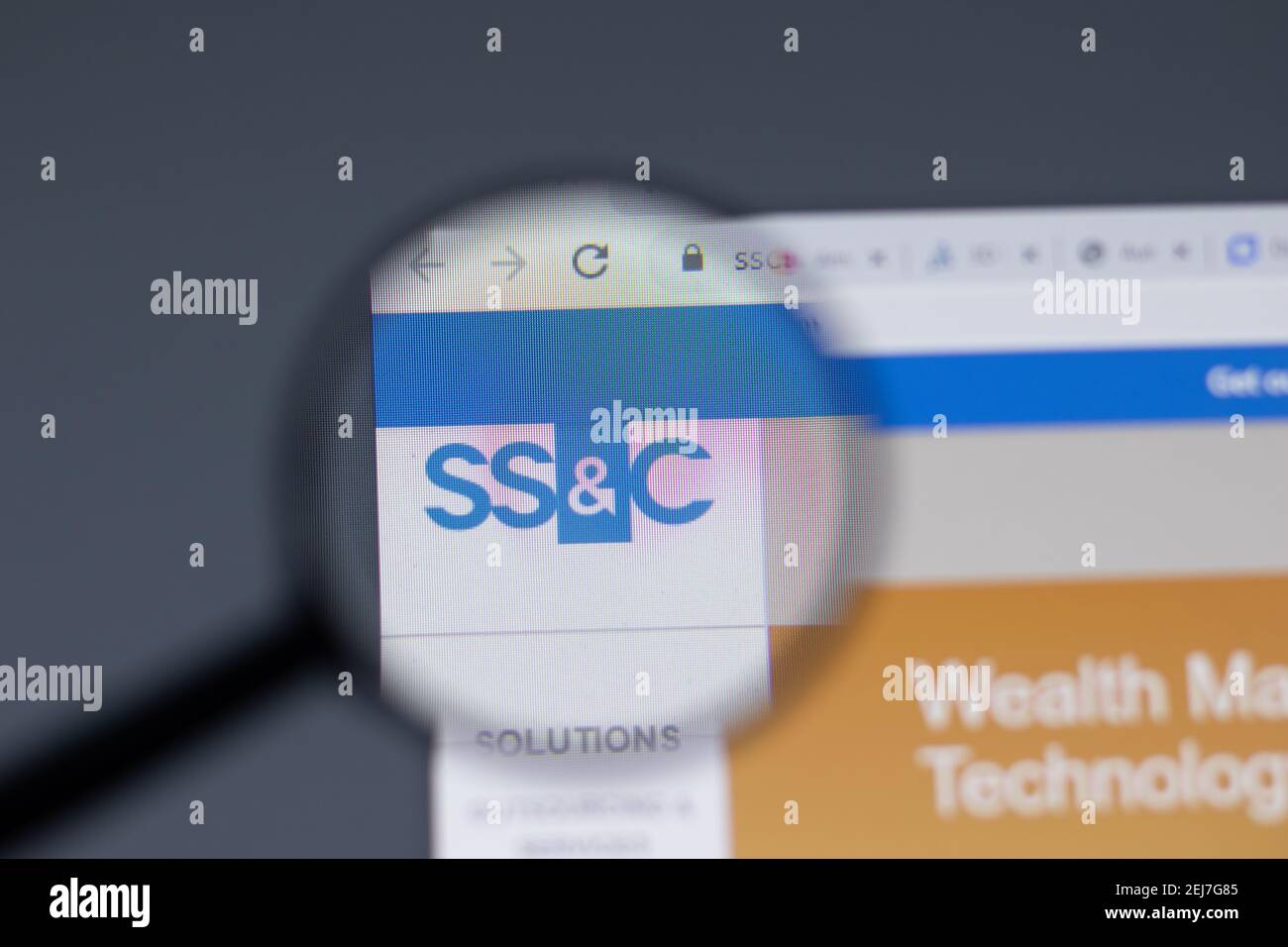 New York, USA - 17. Februar 2021: SS C SSC Technologies Logo close up auf Website-Seite, illustrative Editorial Stockfoto