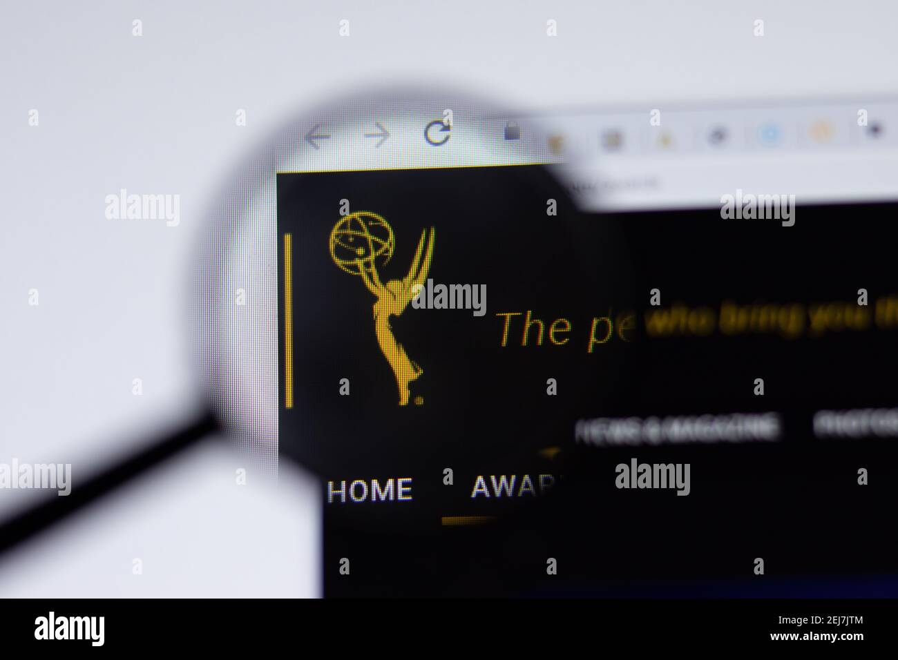 New York, USA - 17. Februar 2021: Emmy Awards Logo close up auf Website-Seite, illustrative Editorial Stockfoto