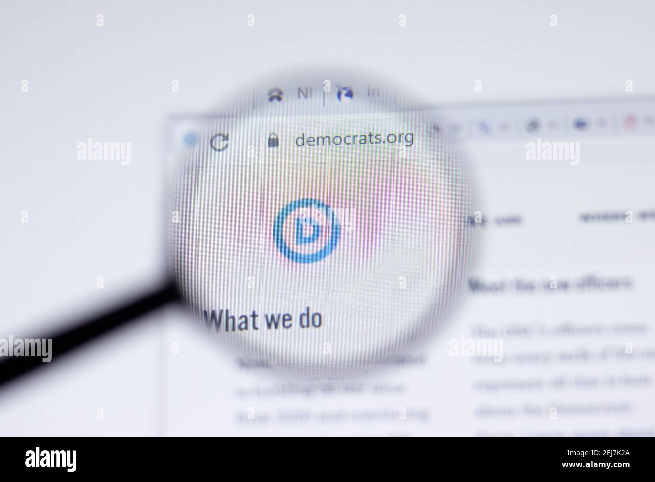 New York, USA - 17. Februar 2021: Democratic Party Logo close up auf Website-Seite, illustrative Editorial Stockfoto