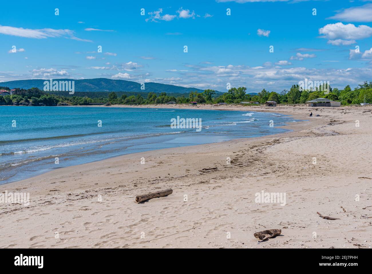Sonniger Tag am Atliman Strand in Kiten, Bulgarien Stockfoto
