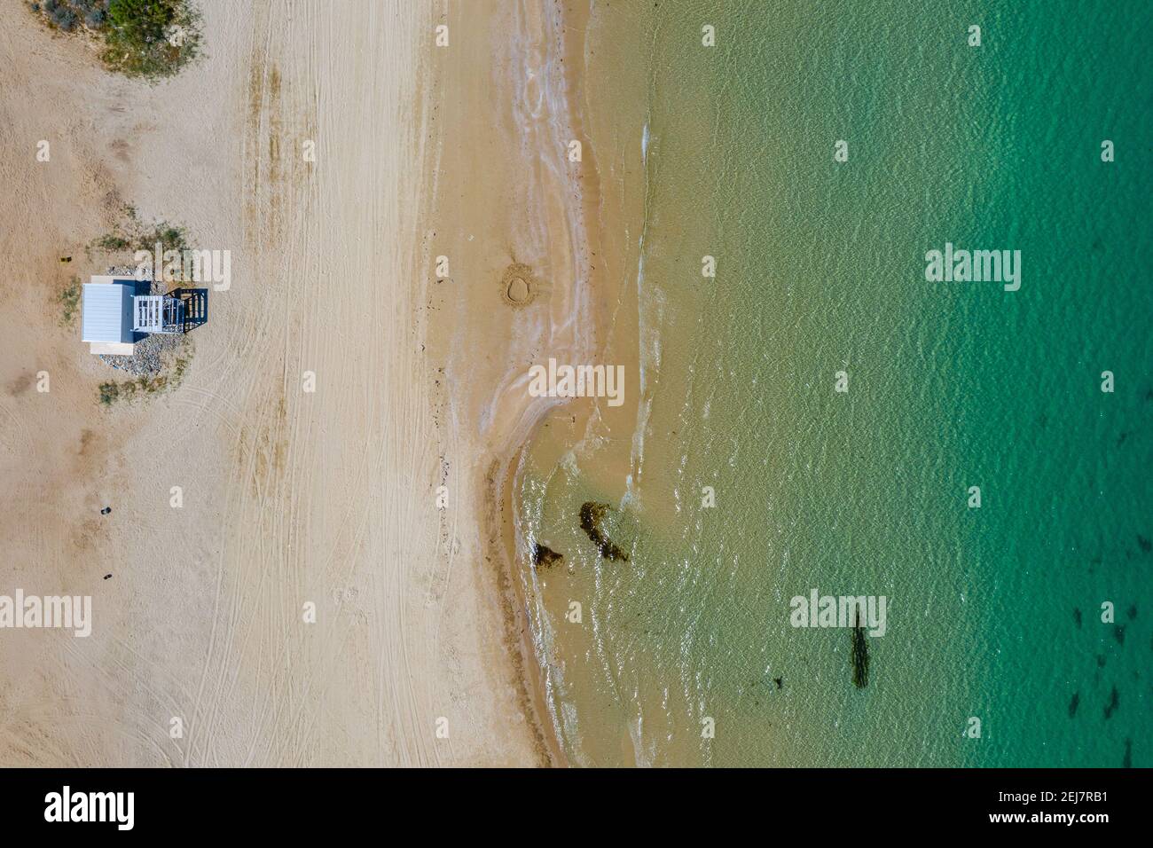 Luftaufnahme des Atliman Strandes in Kiten, Bulgarien Stockfoto
