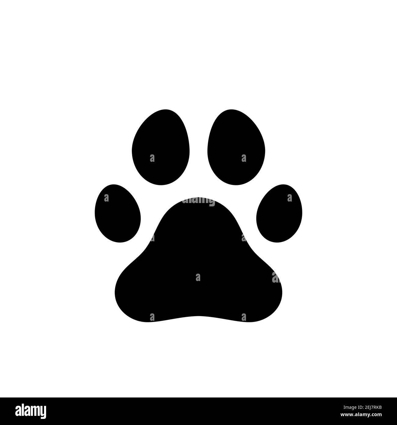 Paw-Symbol. Schwarz bedruckte Pfotenspur. Fußabdruck von unbekannten Tieren. Vektor isoliert auf einem weißen. Stock Vektor