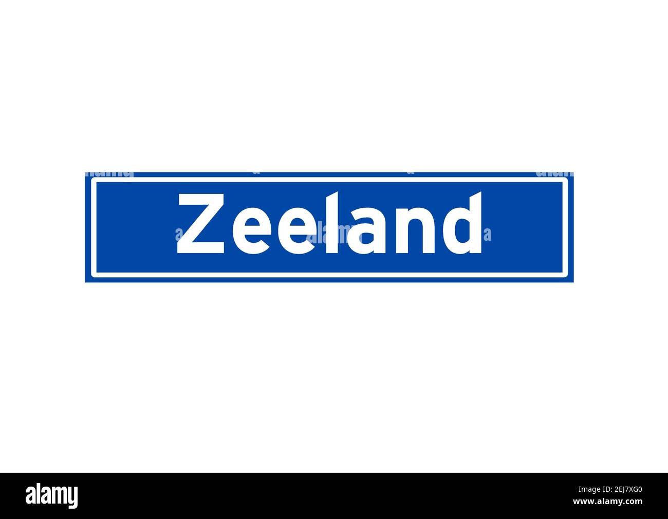 Zeeland isoliert niederländischen Ort Namensschild. Stadtschild aus den Niederlanden. Stockfoto