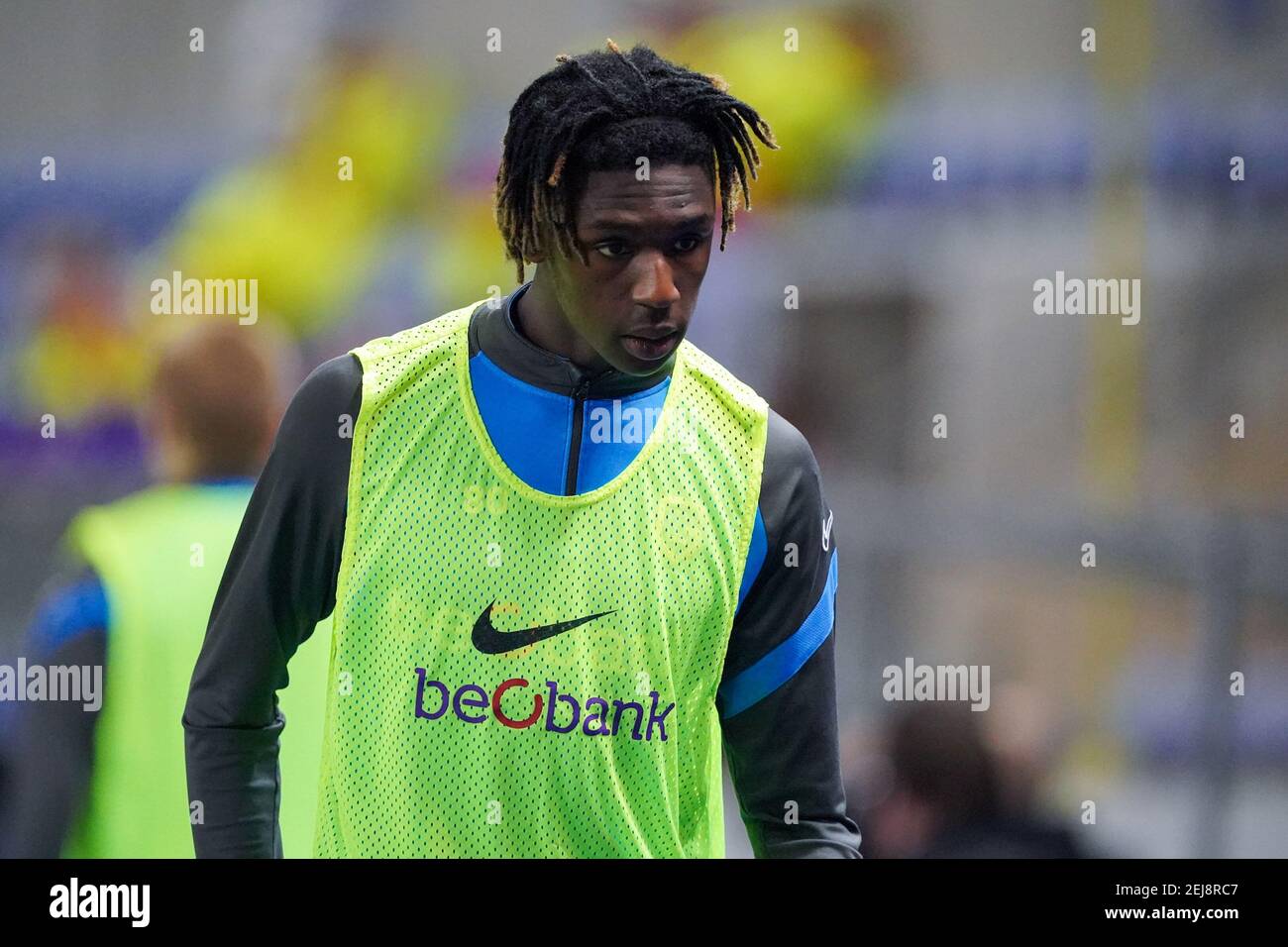 GENK, BELGIEN - FEBRUAR 21: Pierre Dwomoh von KRC Genk während des Jupiler Pro League-Spiels zwischen KRC Genk und Beerkot in der Luminus Arena am Februar Stockfoto