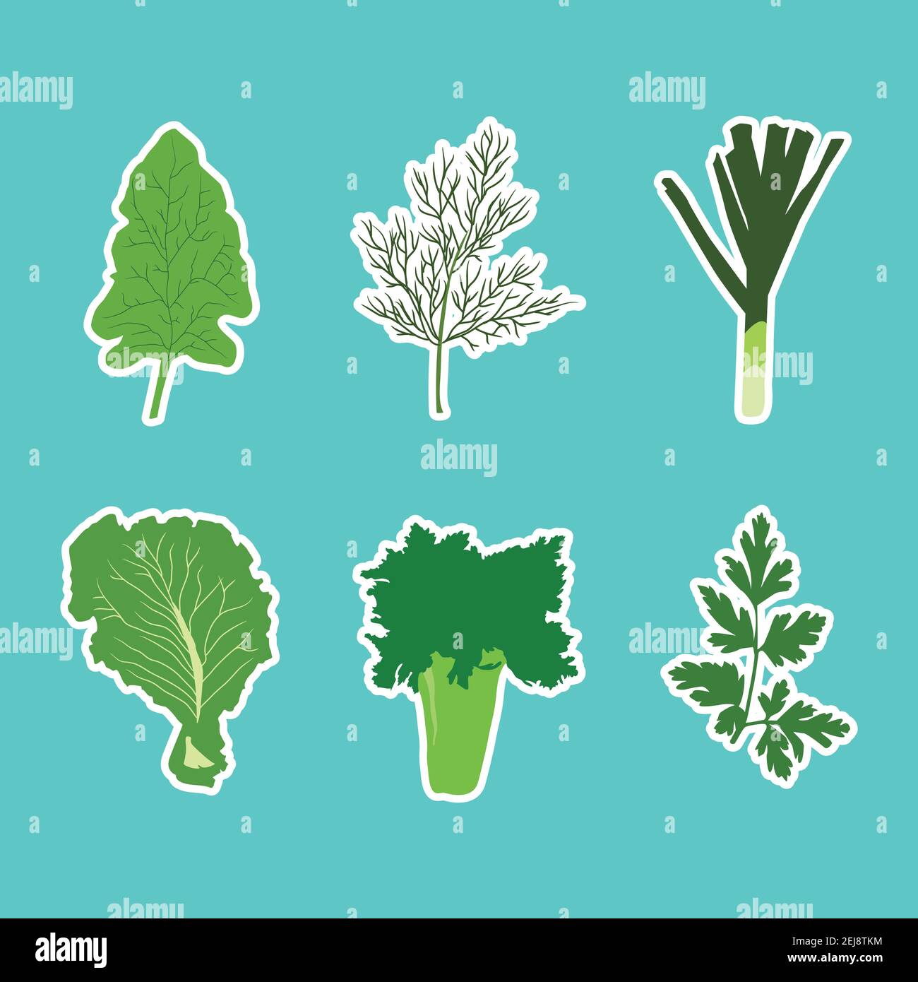 Vektor-Set von flachen Cartoon Gemüse Aufkleber. Vektorhintergrund. Flaches Symbol. Vegetarischer Aufkleber. Aufkleber für gesunde Lebensmittel. Stock Vektor
