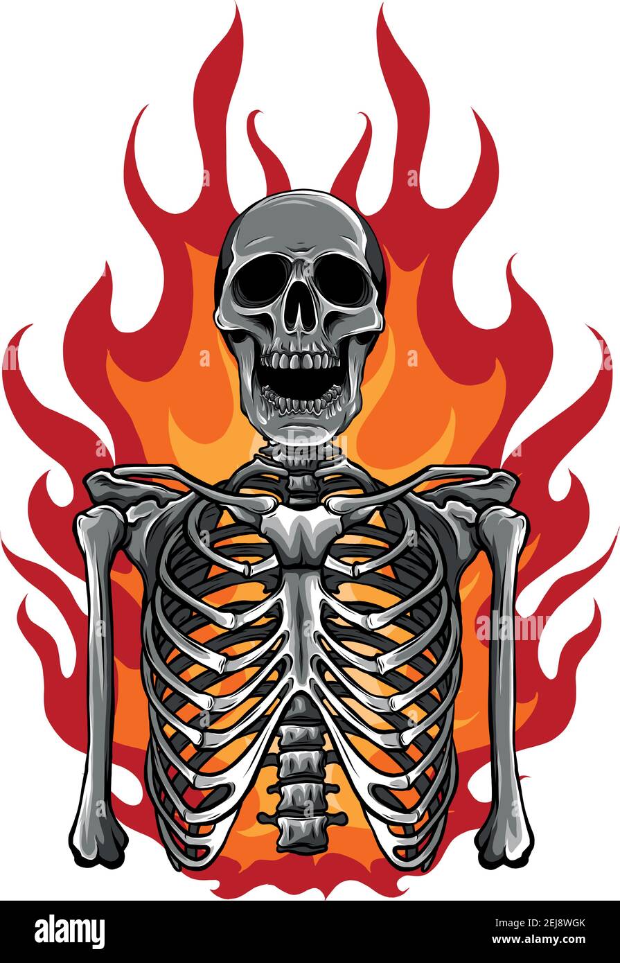 vektor-Illustration von Skelett in Flammen-Design Stock Vektor vektor-Illustration von Skelett in Flammen-Design Stock Vektor