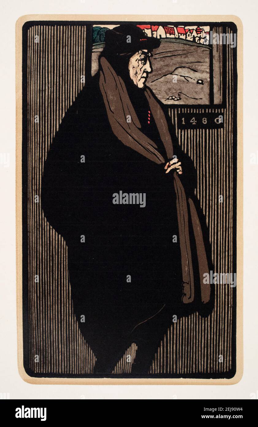 Ill1195 Sir Henry Irving als Louis XI., Illustration von Edward Gordon Craig aus dem Jahr 1899 das Studio ein Illustriertes Magazin für bildende und angewandte Kunst Stockfoto