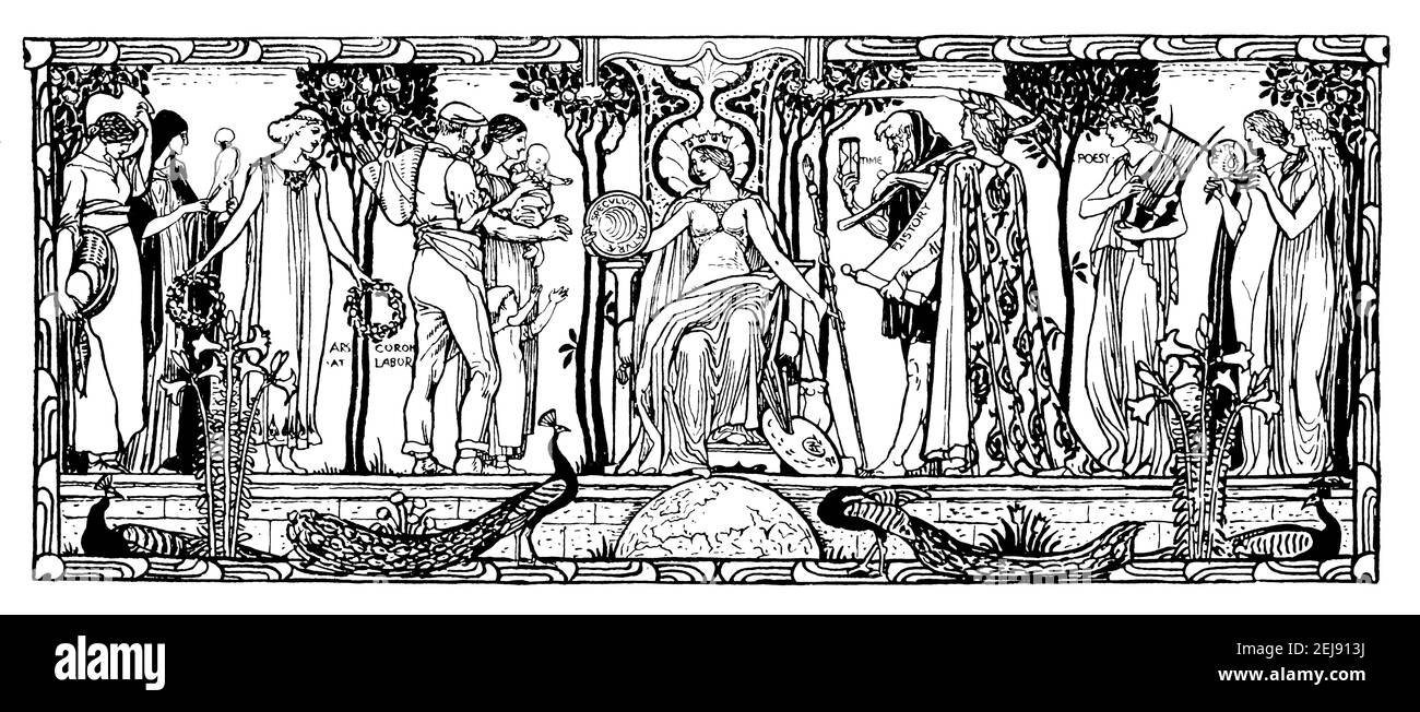 Design für Mosaikfries zur Dekoration der neuen Whitechapel Art Gallery Von Walter Crane aus dem Jahr 1899 das Studio ein Illustriertes Magazin Der bildenden und angewandten Kunst Stockfoto