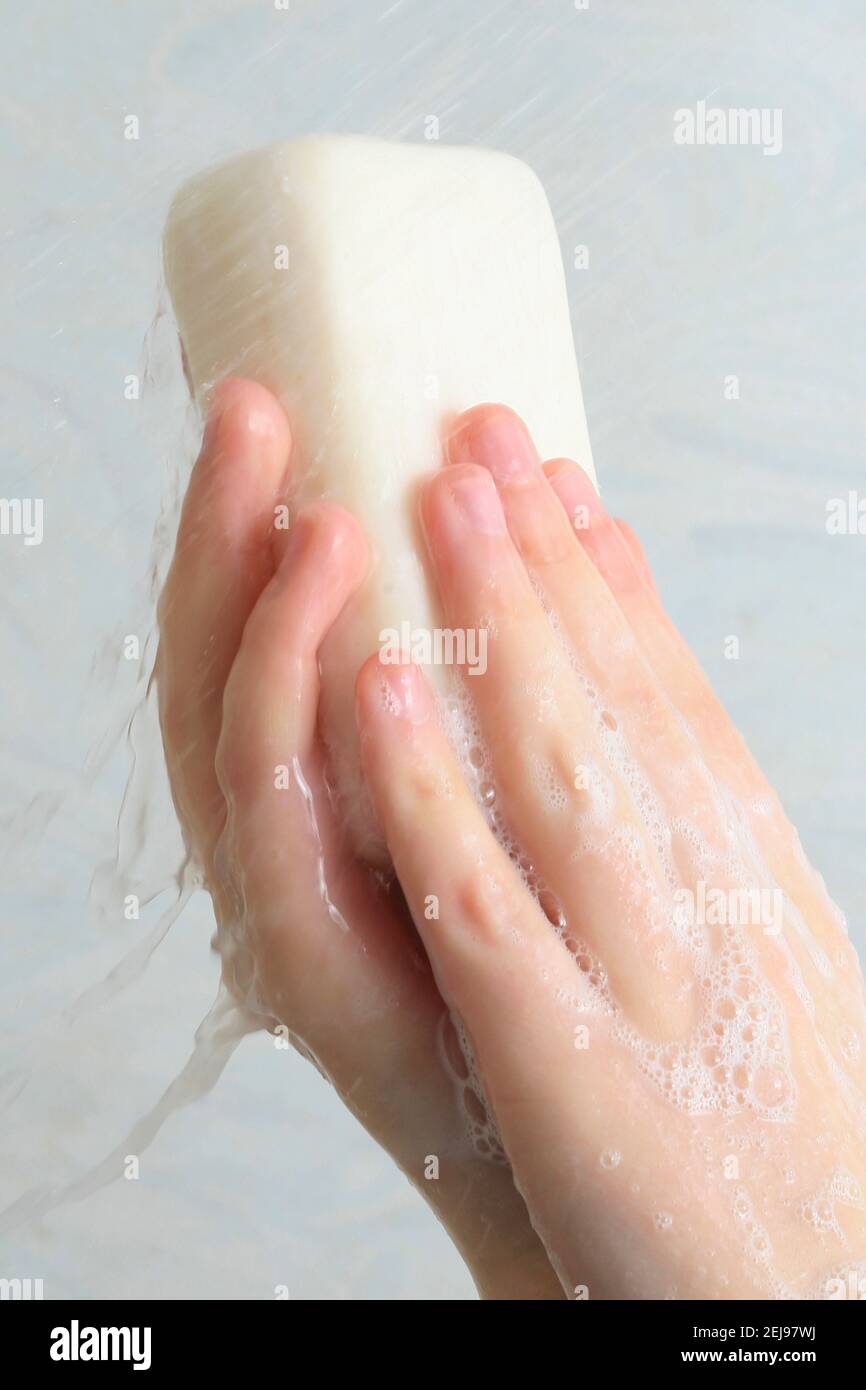 Waschen, Handreinigung Stockfoto