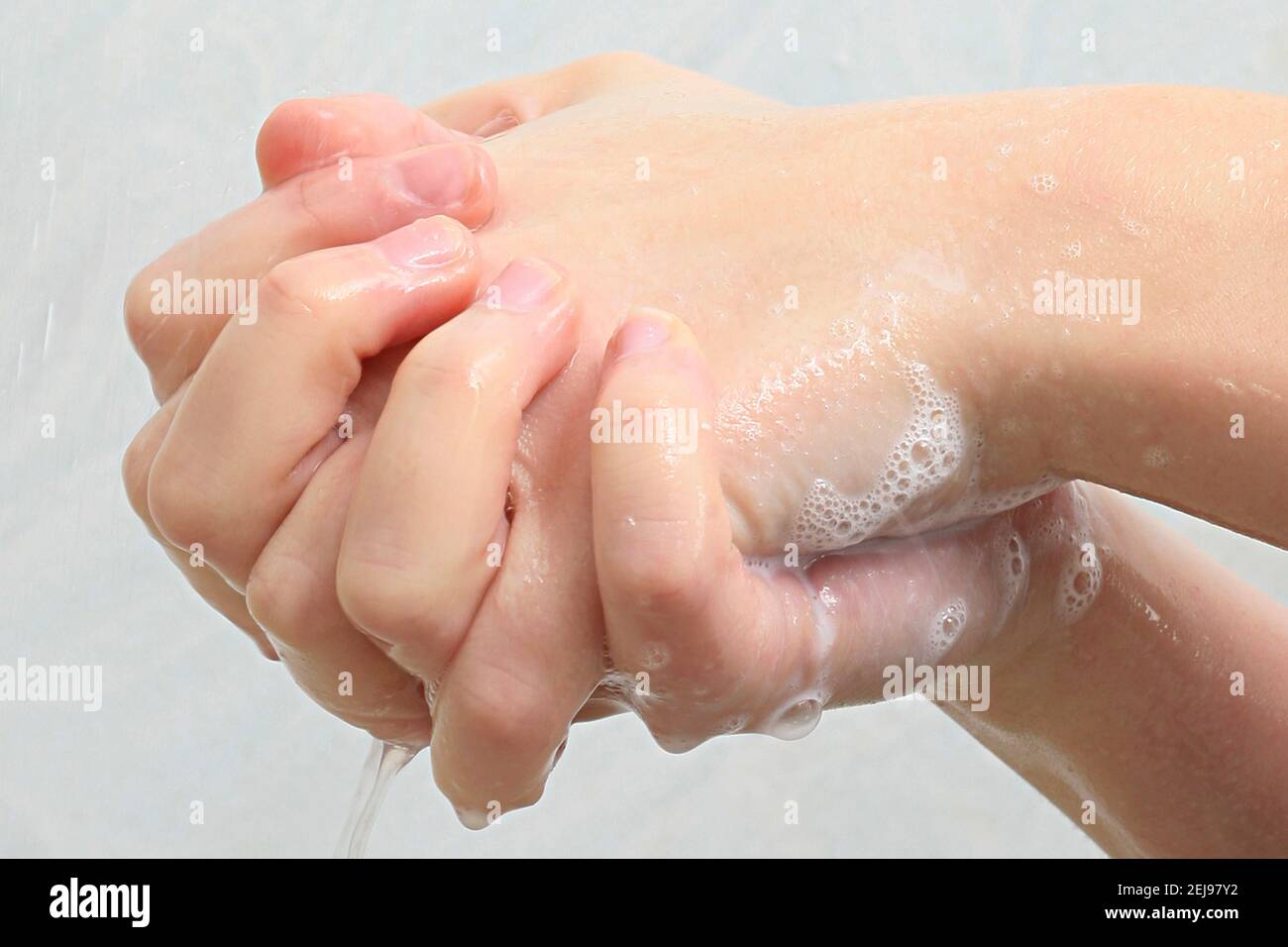 Waschen, Handreinigung Stockfoto