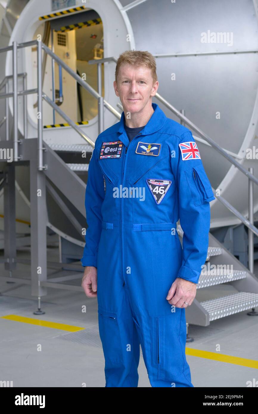 Tim Peake, britischer europäischer Raumfahrtagentur Astronaut fotografiert bei ESA Köln. Stockfoto