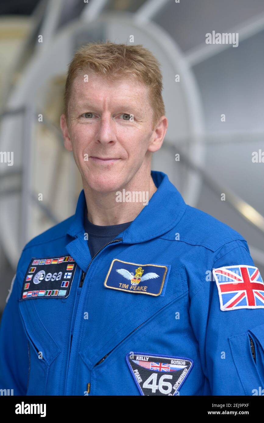 Tim Peake, britischer europäischer Raumfahrtagentur Astronaut fotografiert bei ESA Köln. Stockfoto