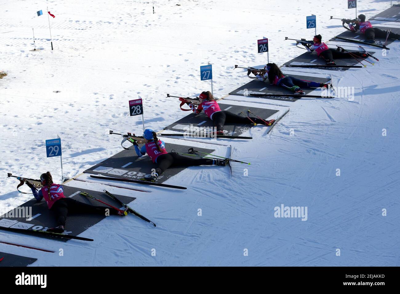Athleten Wurm bofore Biathlon: Frauen 6km Sprint während 5 Tag der Olympischen Winterspiele der Jugend Lausanne 2020 in Les Tuffes Nordic Center, Frankreich am 14. Januar 2020. (Foto von Michal Busko/Sipa USA) Stockfoto