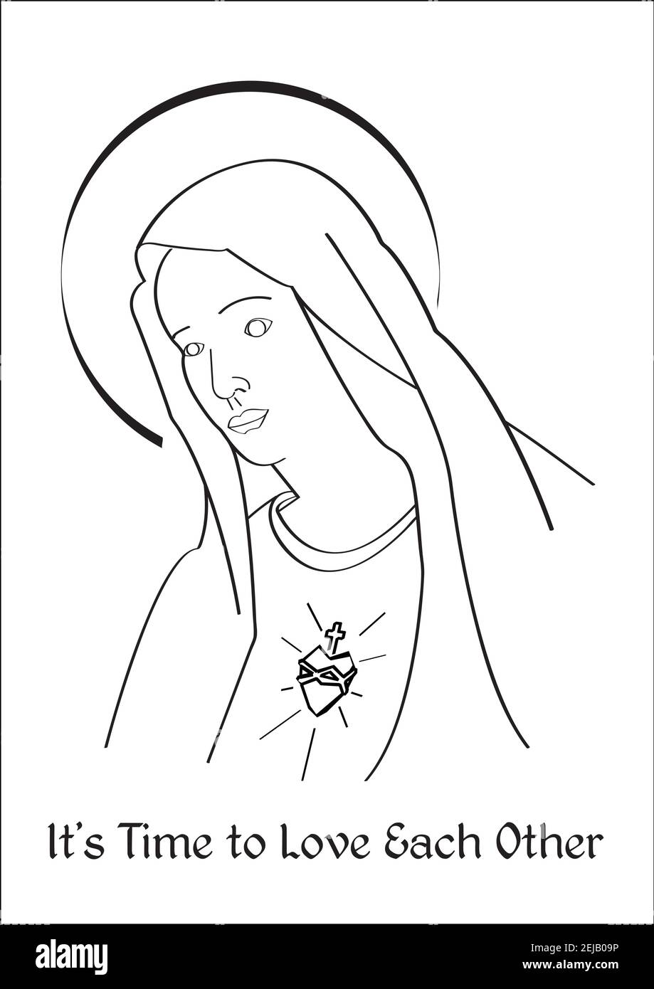 Jungfrau Maria Mutter von Jesus mit ihrem heiligen Herzen Stock Vektor