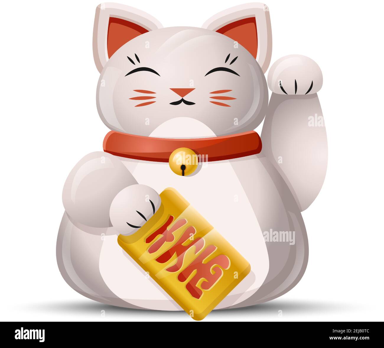 Vektor Cartoon flachen Stil Maneki Neko Katze mit winkende Pfote. Japanische Glückspilz. Stock Vektor