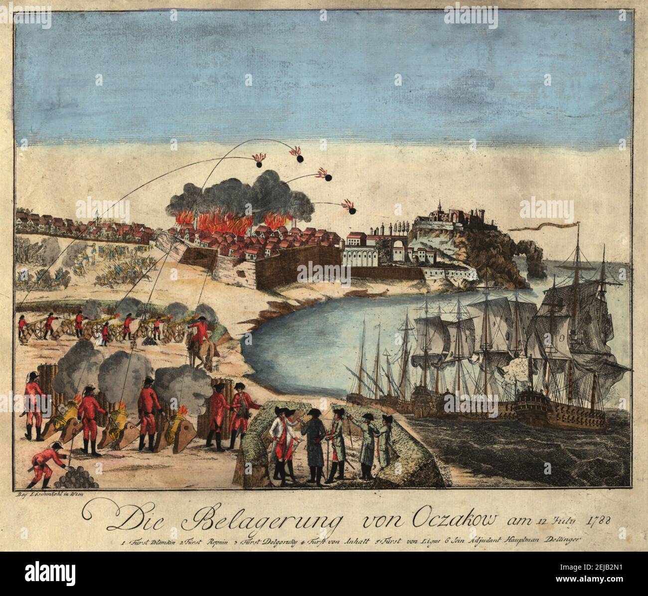 Die Belagerung der Festung Otschakow am 1788. Dezember. Museum: PRIVATE SAMMLUNG. AUTOR: JOHANN HIERONYMUS LOESCHENKOHL. Stockfoto