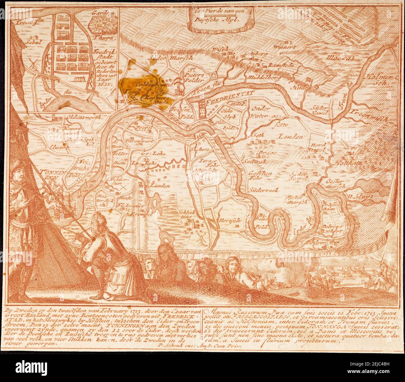 Die Eroberung Friedrichstadts am 12. Februar 1713. Museum: PRIVATE SAMMLUNG. Autor: Schenk, Peter (Petrus), der Ältere. Stockfoto