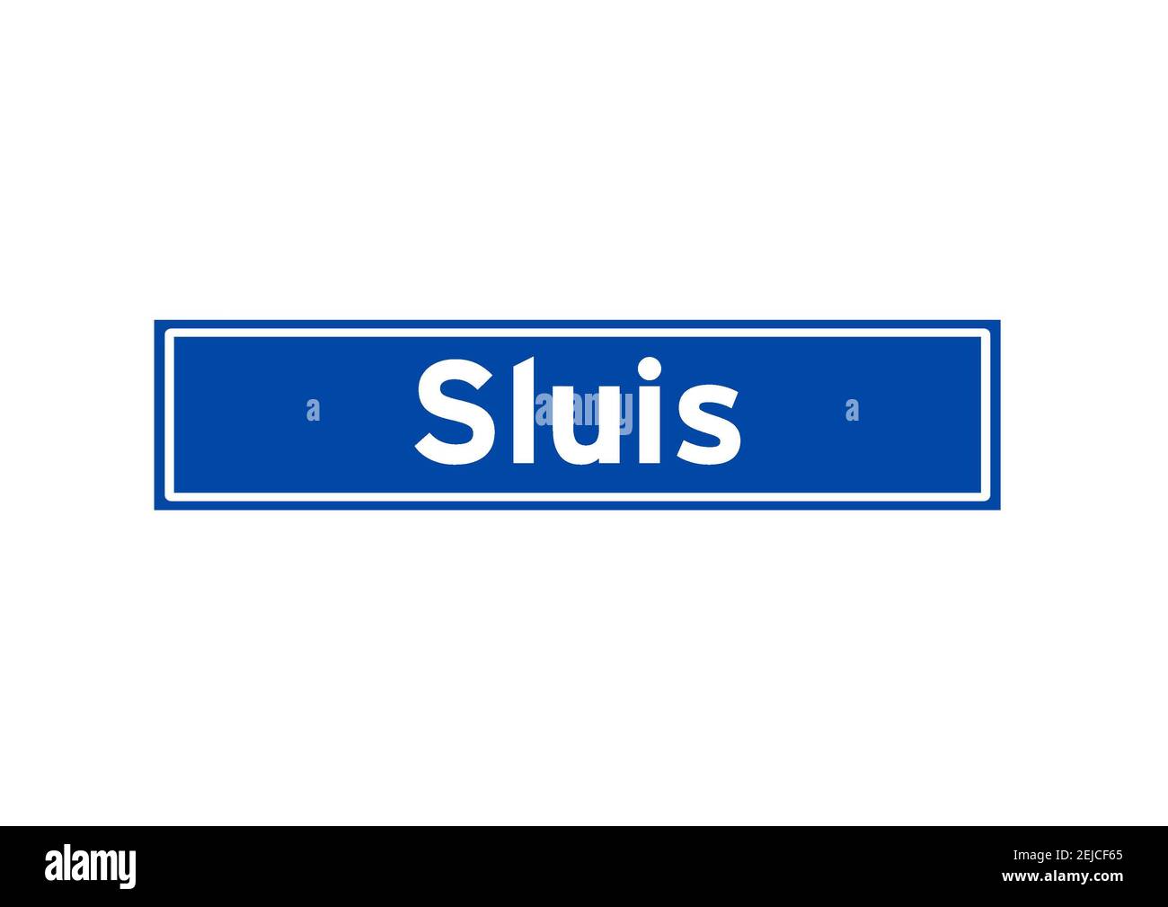 Sluis isoliert niederländischen Ort Namensschild. Stadtschild aus den Niederlanden. Stockfoto