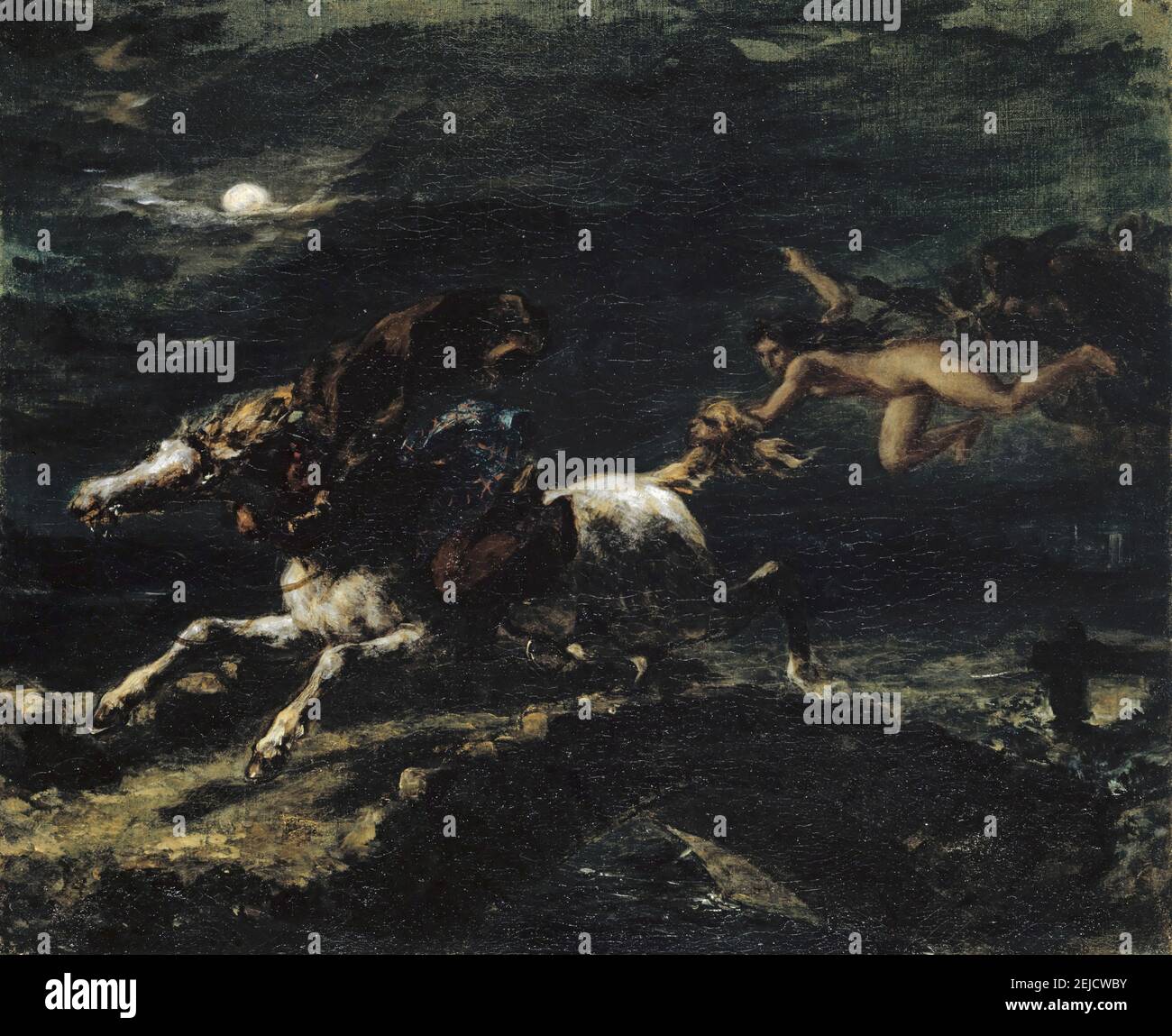 TAM O'Shanter von den Hexen verfolgt. Museum: Kunstmuseum Basel. Autor: EUGENE DELACROIX. Stockfoto
