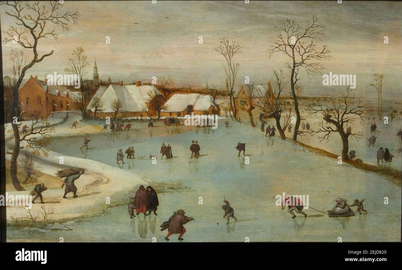 Die Vier Jahreszeiten: Winter. Museum: Szepmuveszeti Muzeum, Budapest. Autor: JACOB GRIMMER. Stockfoto