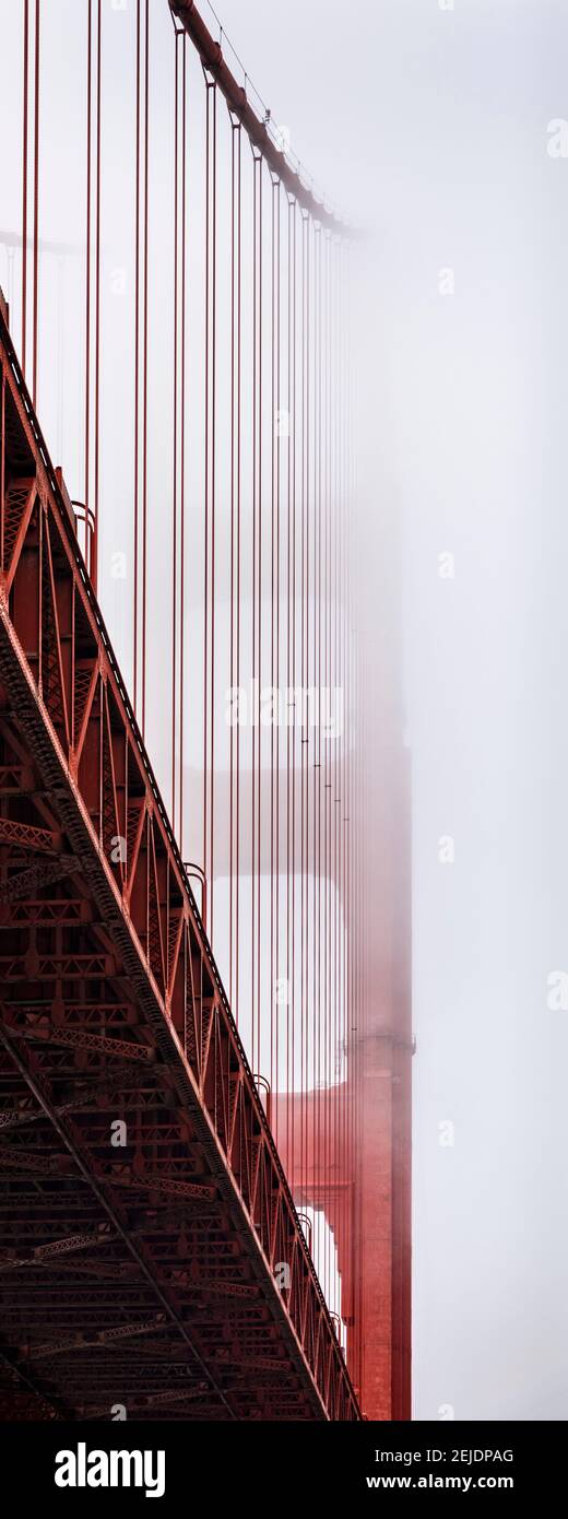 Hängebrücke mit Nebel bedeckt, Golden Gate Bridge, San Francisco Bay, San Francisco, Kalifornien, USA Stockfoto