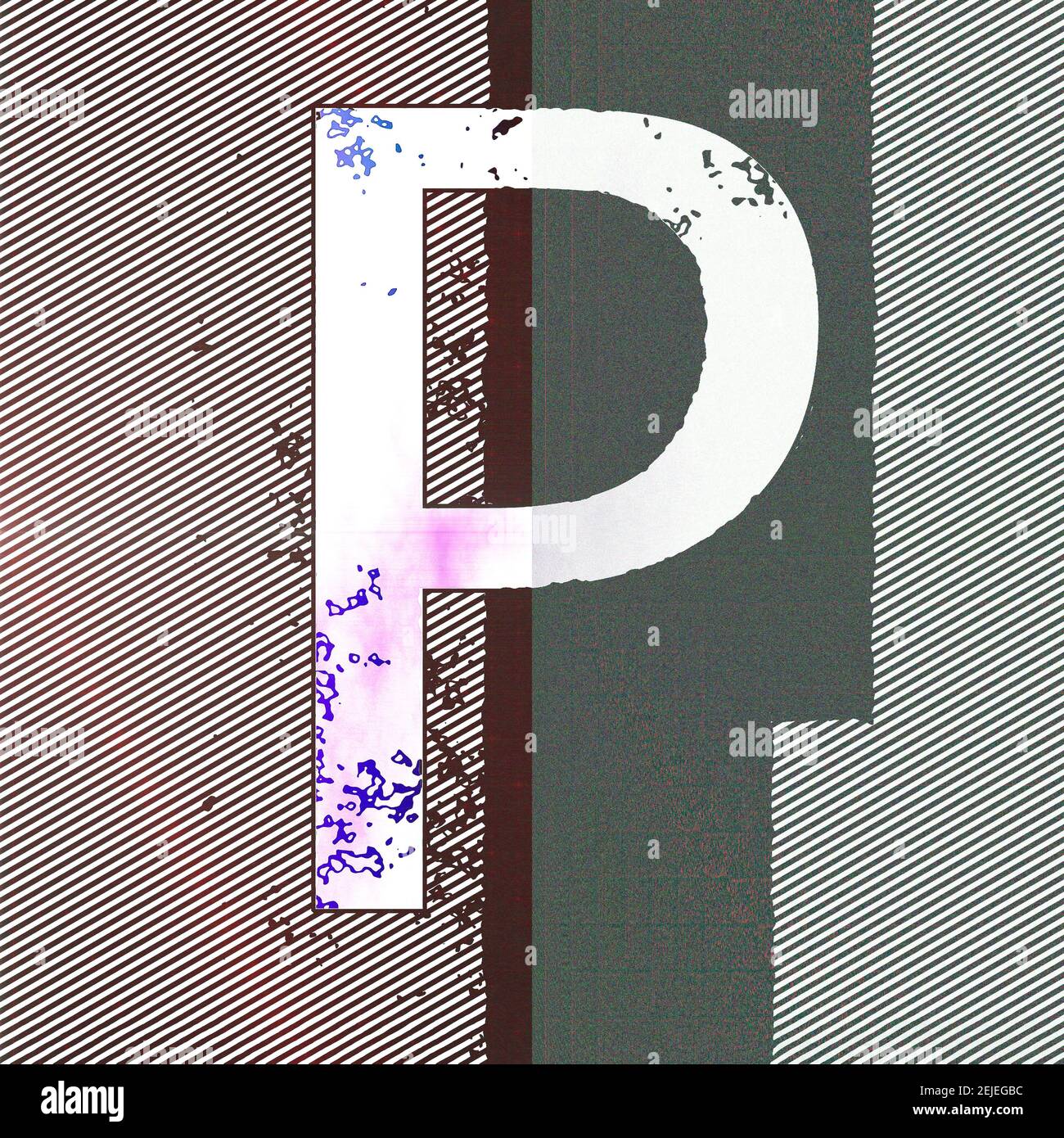 Quadratische Grafik mit dem Großbuchstaben P als Großbuchstaben Stockfoto