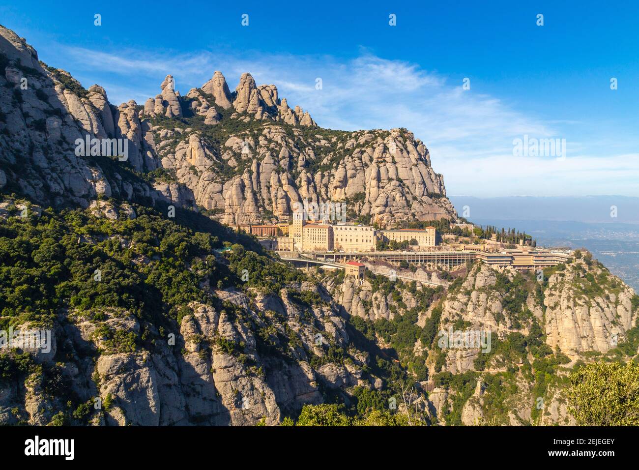 Montserrat ist ein emblematischer Berg von Katalonien, in dem viele Arten von Sportarten werden durchgeführt, und es ist auch Bekannt für religiöse Themen Stockfoto