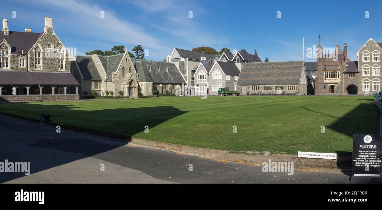 Quad am Christ's College, Christchurch, Canterbury, South Island, Neuseeland Stockfoto