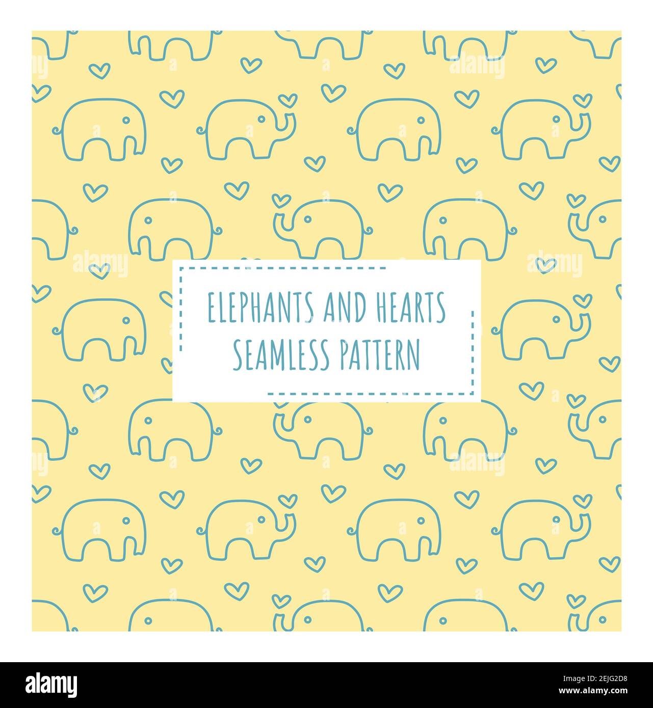 Elefant Kinder oder Baby bunte nahtlose Muster. Niedliche blaue Elefanten auf gelbem Hintergrund Muster drucken für Stoff oder Papier. Stock Vektor