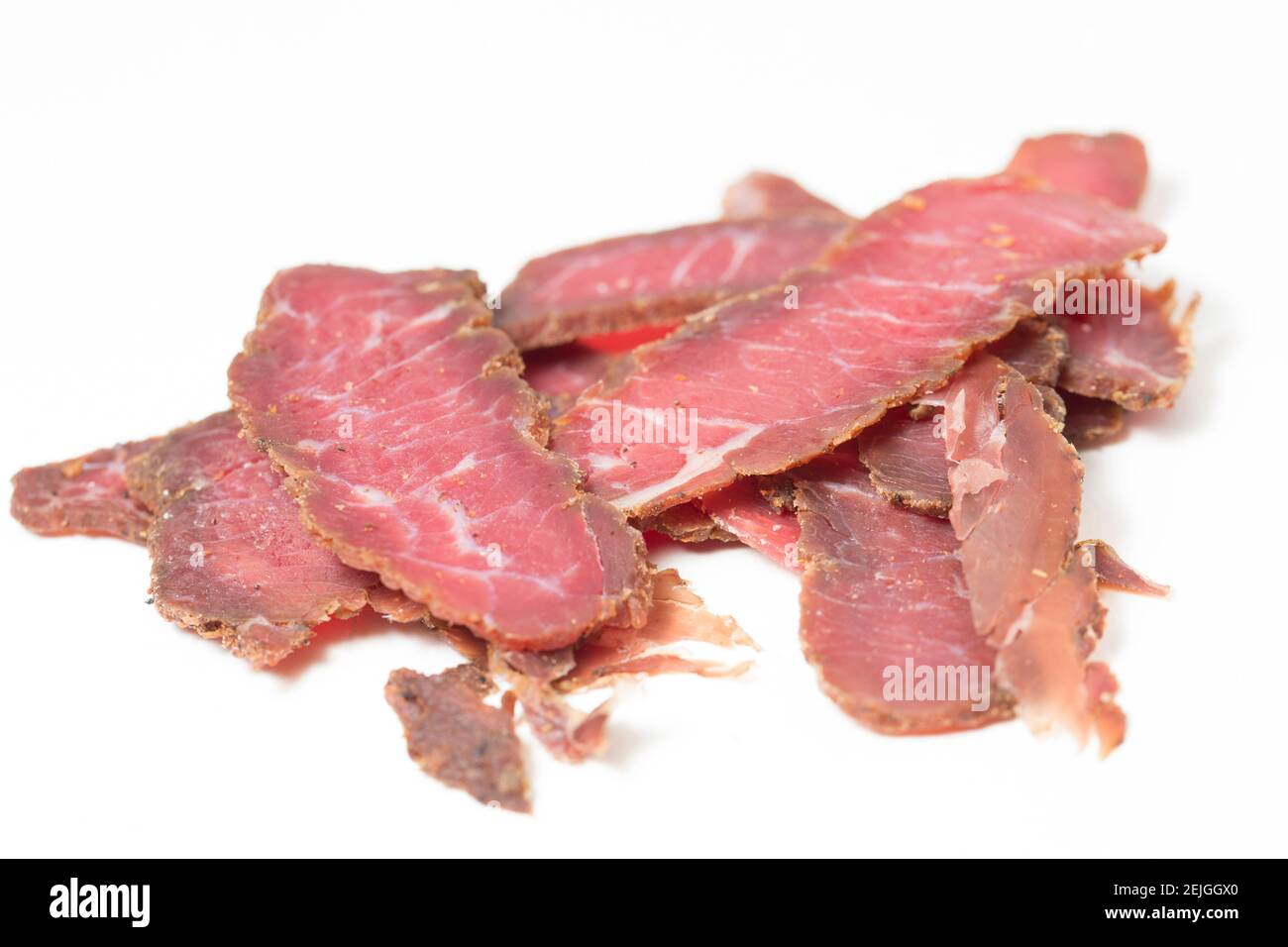 Ember Biltong aus britischem und irischem Rindfleisch. England GB Stockfoto