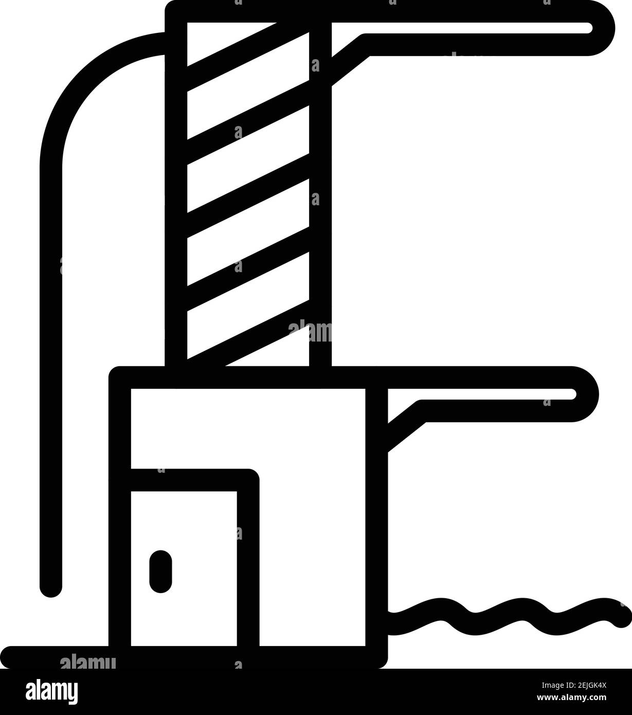 Symbol für den Pool-Jump-Turm. Umriss Pool Sprung Turm Vektor-Symbol für Web-Design isoliert auf weißem Hintergrund Stock Vektor