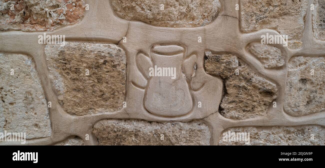 Detail der Kunstwerke an einer Wand, Armenisches Viertel, Altstadt, Jerusalem, Israel Stockfoto Detail der Kunstwerke an einer Wand, Armenisches Viertel, Altstadt, Jerusalem, Israel Stockfoto